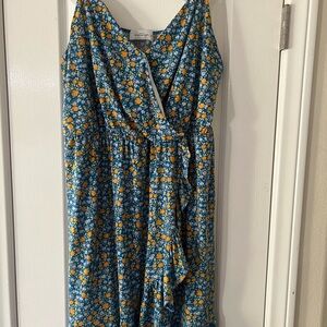 Knox Rose Floral Wrap Dress - Blue and Orange